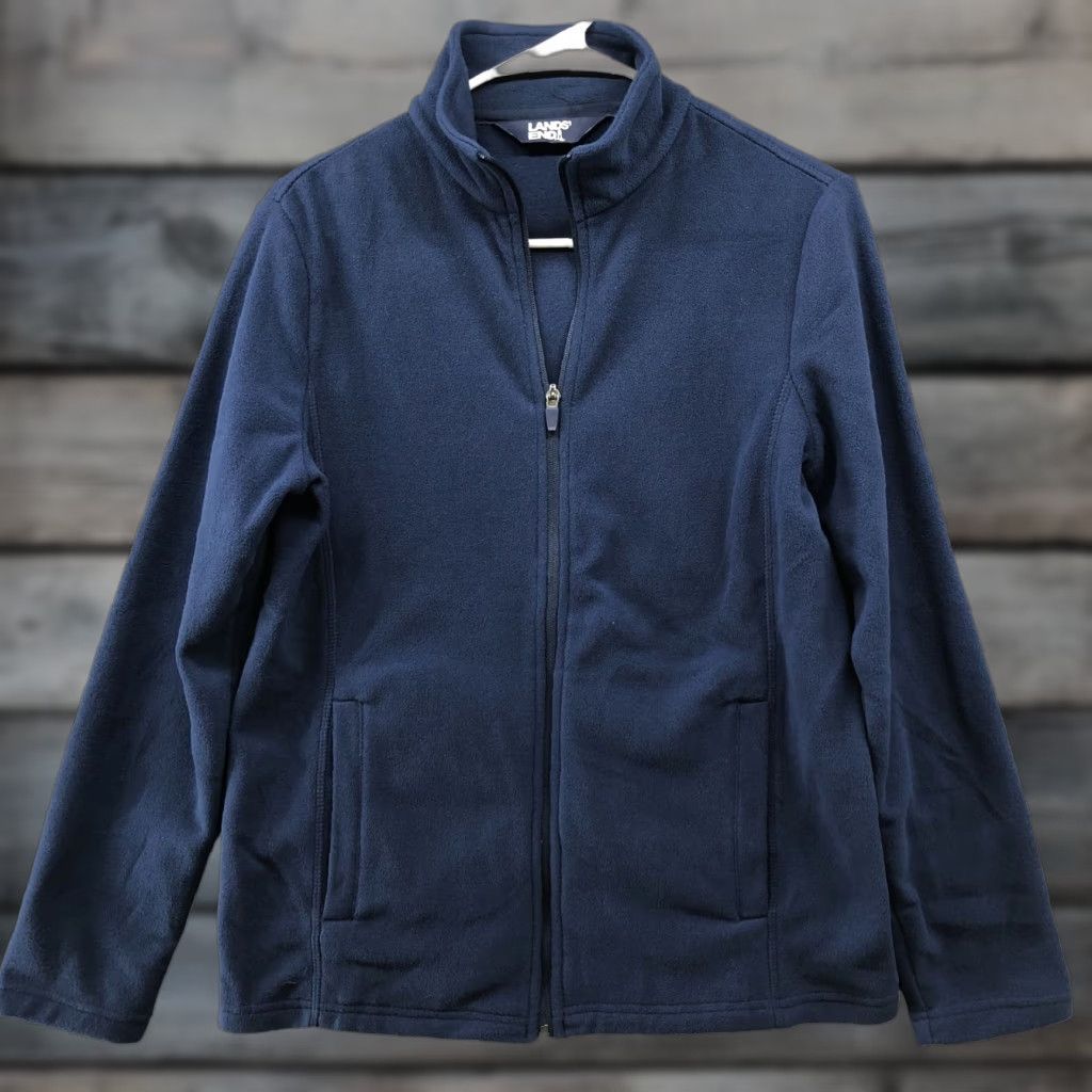 Lands' End Lands' End Fleece Jacket Womens S Dark Blue Mock Neck Lightweight Jacket" Size S / US 4 / IT 40 - 1 Thumbnail