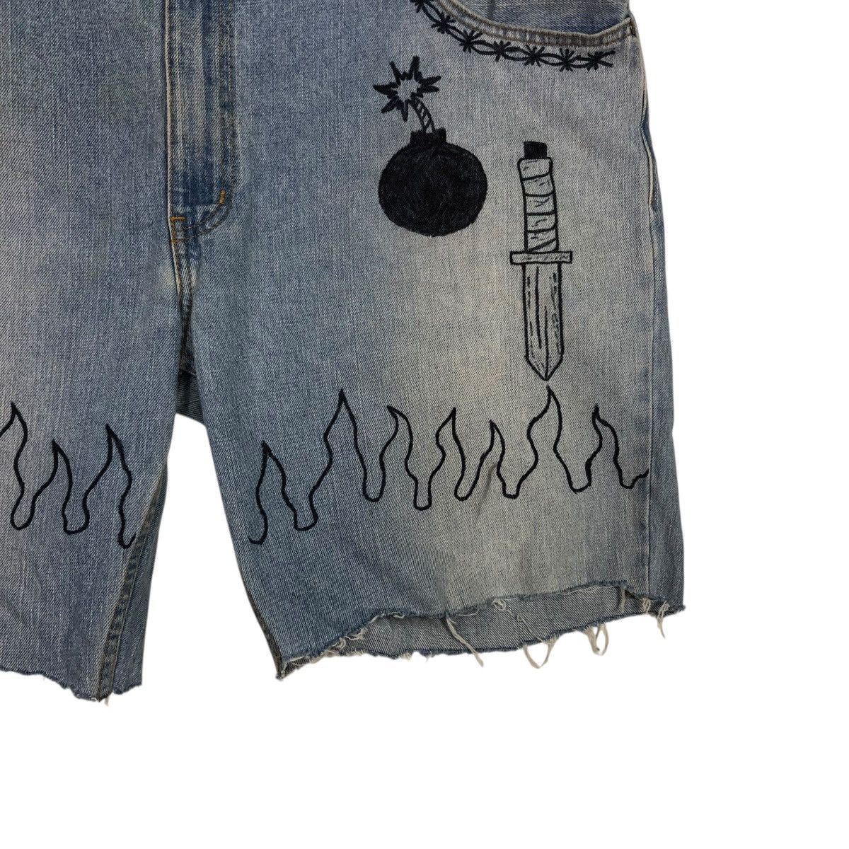 Vintage 🔥VINTAGE BIKER SHORT DENIM PANTS ARIZONA SKELETON DESIGN Size US 38 / EU 54 - 7 Thumbnail
