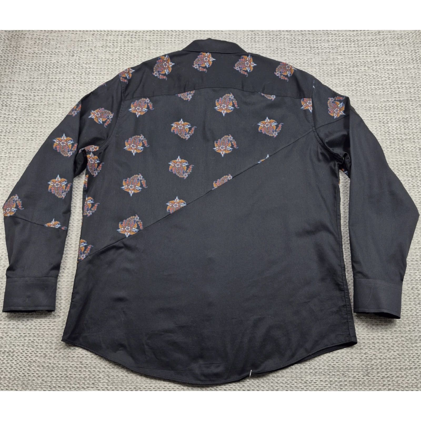 Murano Murano Button Up Shirt Mens Large Black Paisley Long Sleeve Cotton Colorblock Size US L / EU 52-54 / 3 - 6 Thumbnail