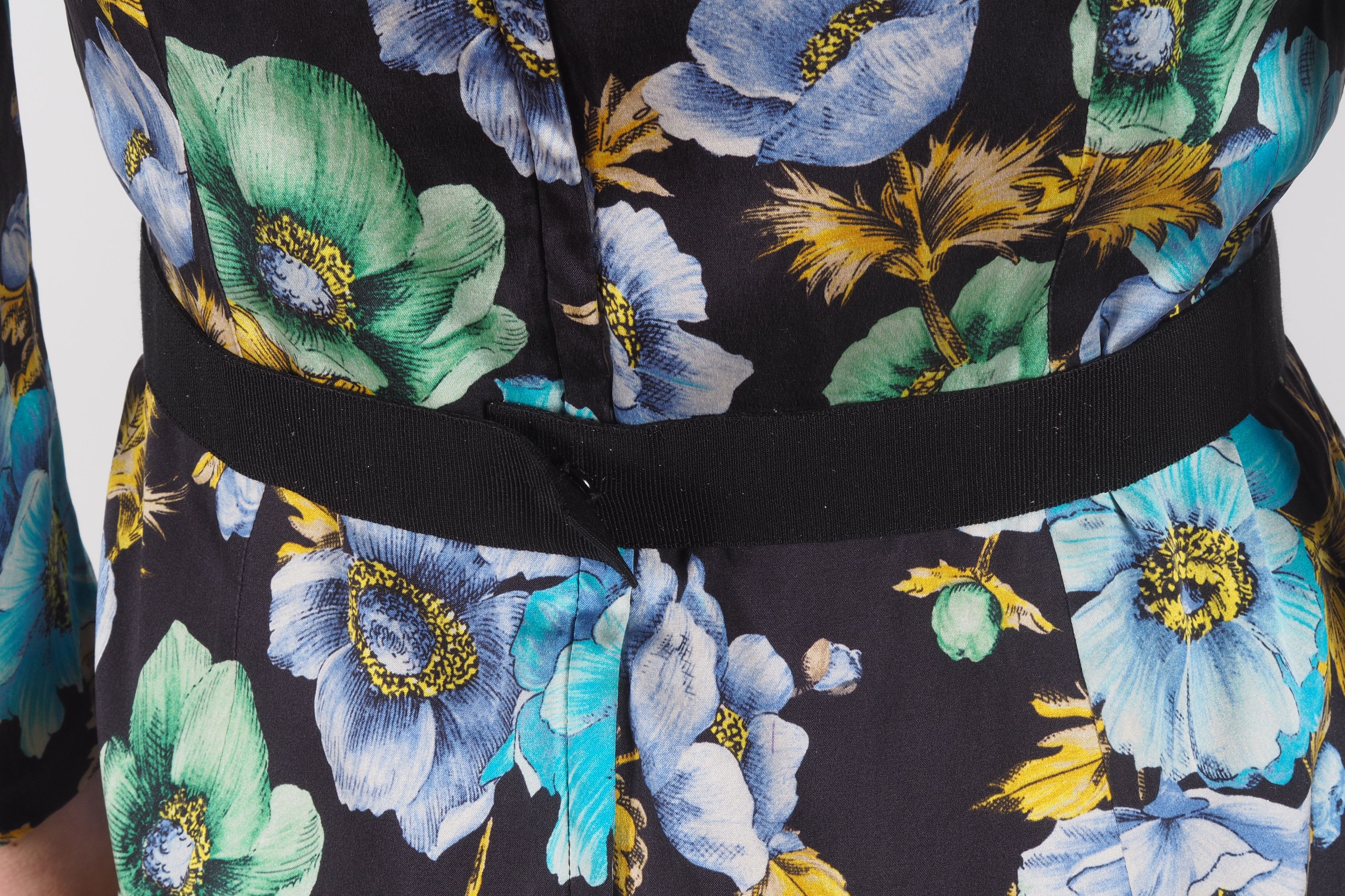 Dolce & Gabbana Dolce & Gabbana Vintage Silk Blue Floral Sheath Wiggle Dress Size M / US 6-8 / IT 42-44 - 6 Thumbnail