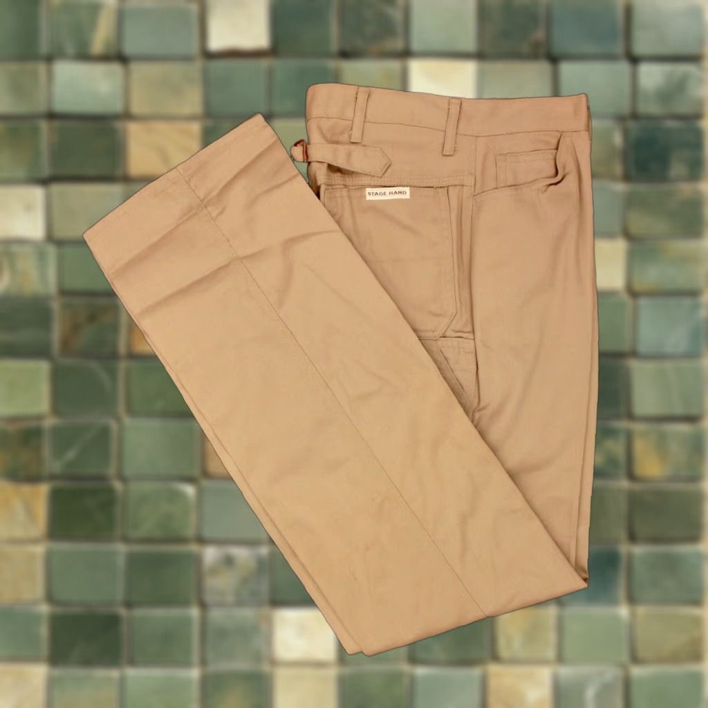 Vintage VINTAGE Men's VTG 1970s NOS Khaki Flared Pants 27x33.5 Sz 27 Inseam 33.5 Beige 70s Disco Mens Size US 27 - 1 Thumbnail