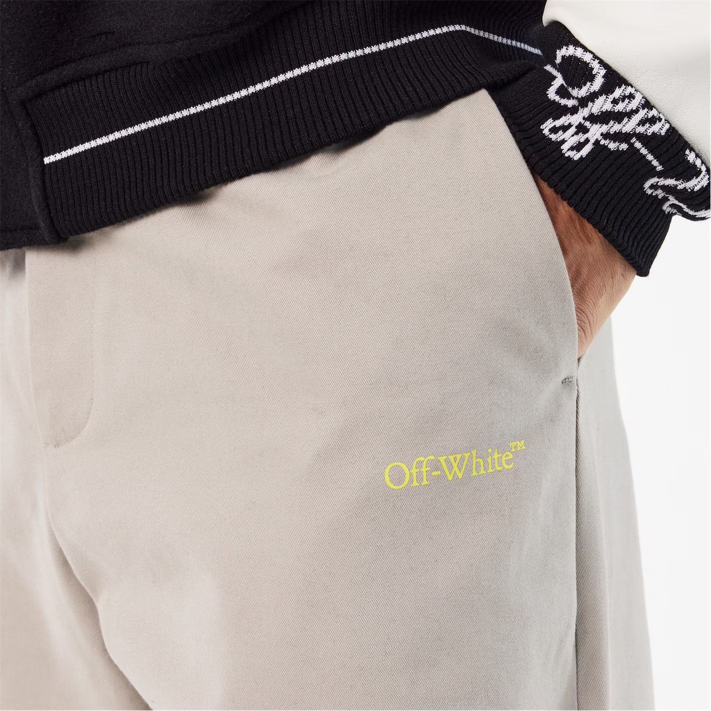Off-White o1g2r1mq0226 Slim Fit Trousers In Beige/Grey Size US 34 / EU 50 - 5 Thumbnail