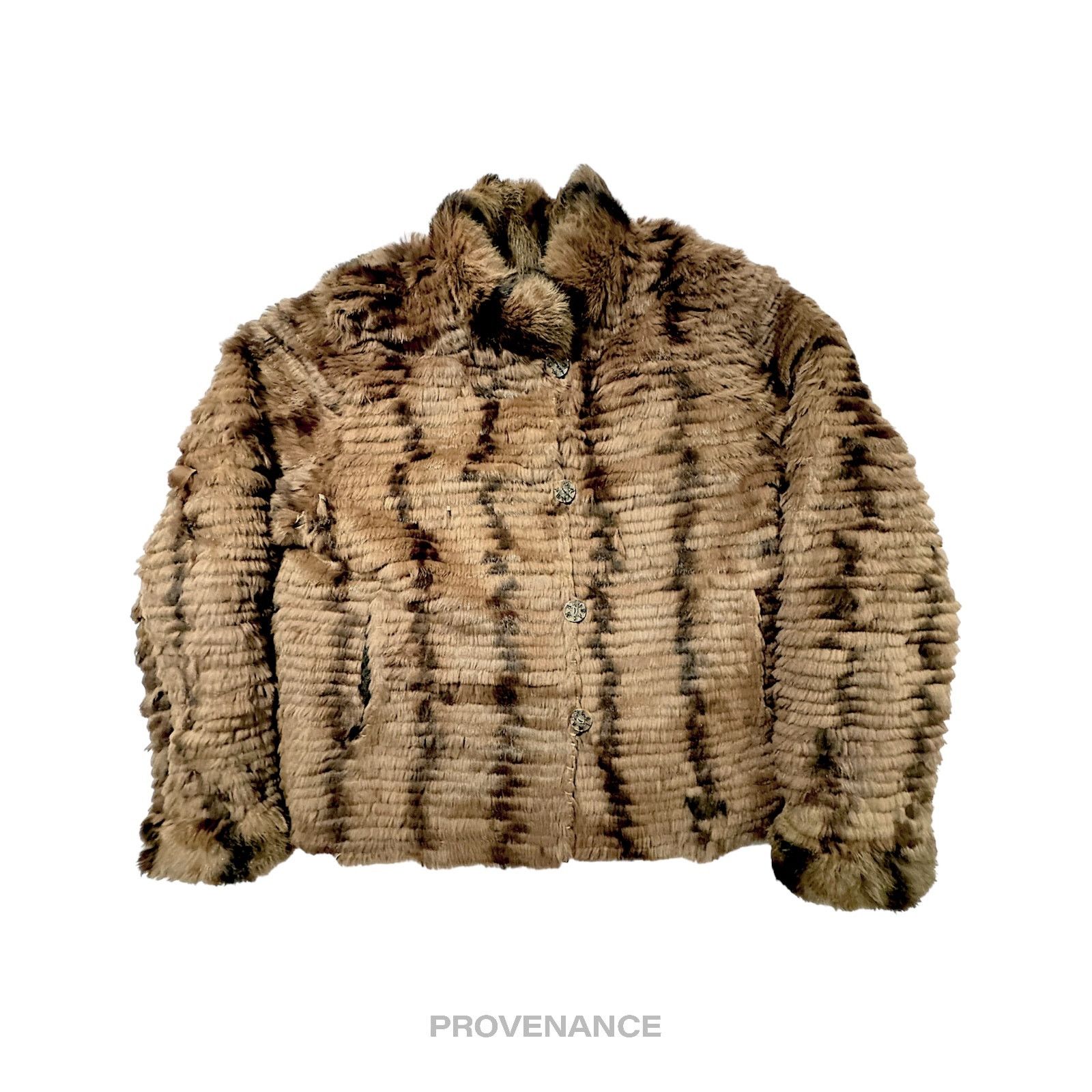 Balmain 🔴 Balmain Reversible Rabbit Fur Jacket - Olive/Brown M W12 Size M / US 6-8 / IT 42-44 - 1 Thumbnail