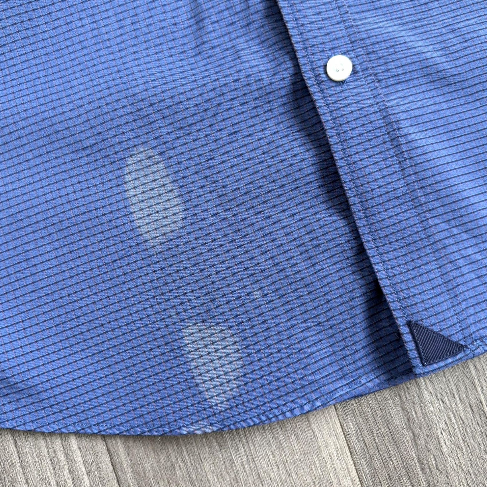 UNTUCKit UNTUCKit Shirt Mens Small Blue Check Regular Fit Button Up Long Sleeve (Stain) Size US S / EU 44-46 / 1 - 3 Thumbnail