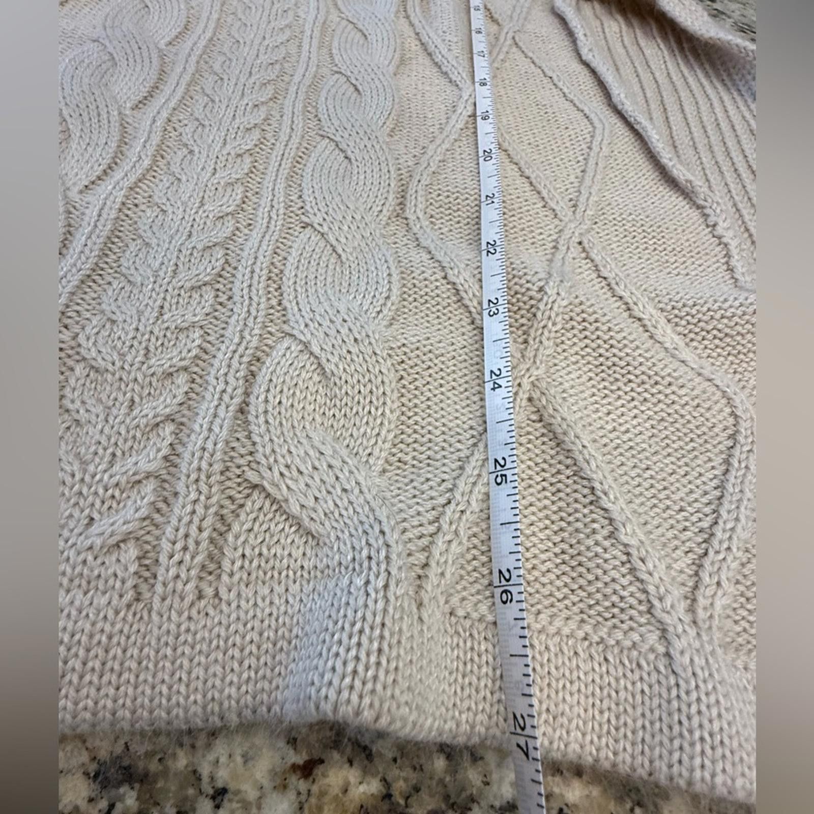 Other Beige tan chunky cable knit poncho sweater cape shawl SZ S/M Size M / US 6-8 / IT 42-44 - 6 Thumbnail