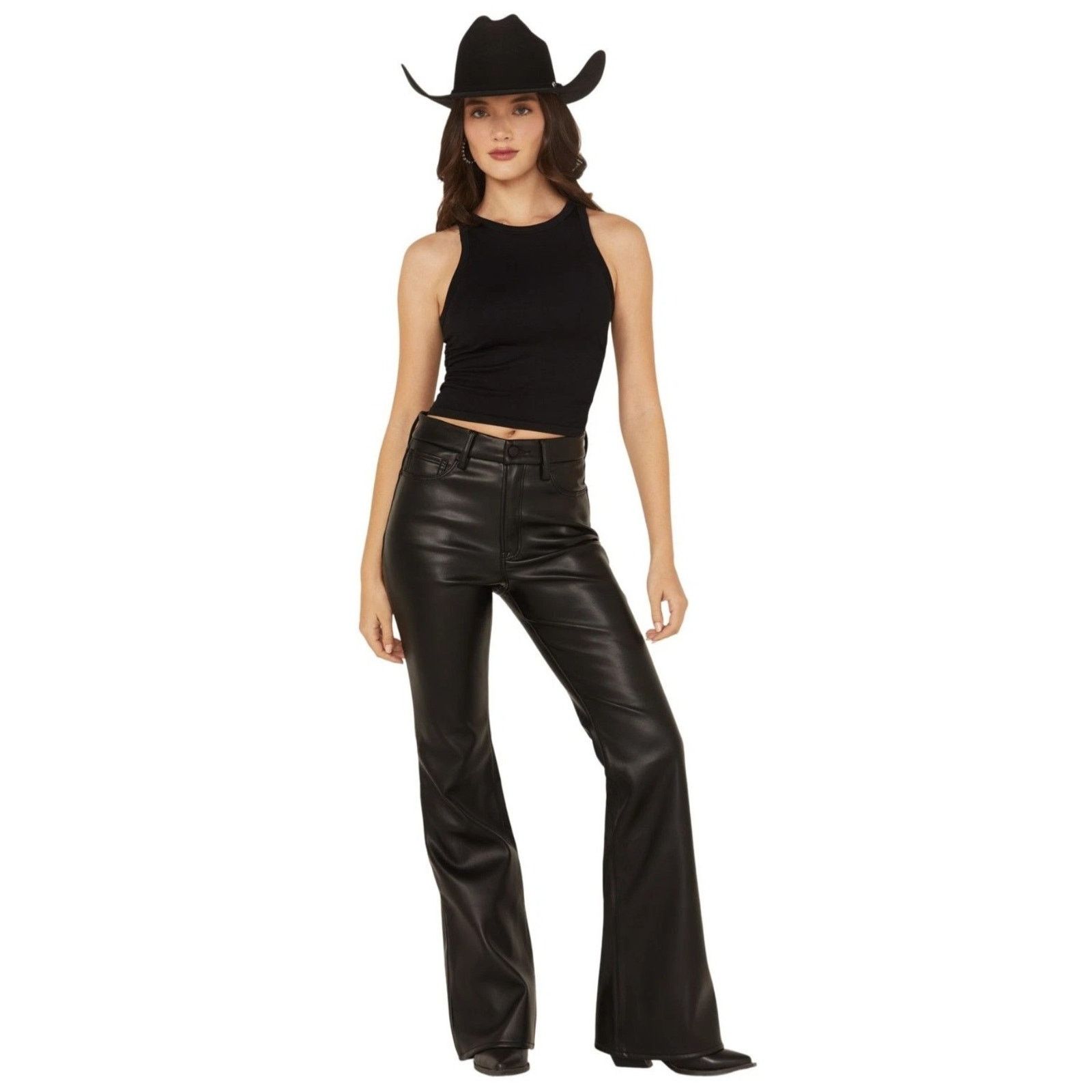 Good American Good American Elegant Faux Patent Leather Flare Pants 14/33 Size 33" - 1 Thumbnail