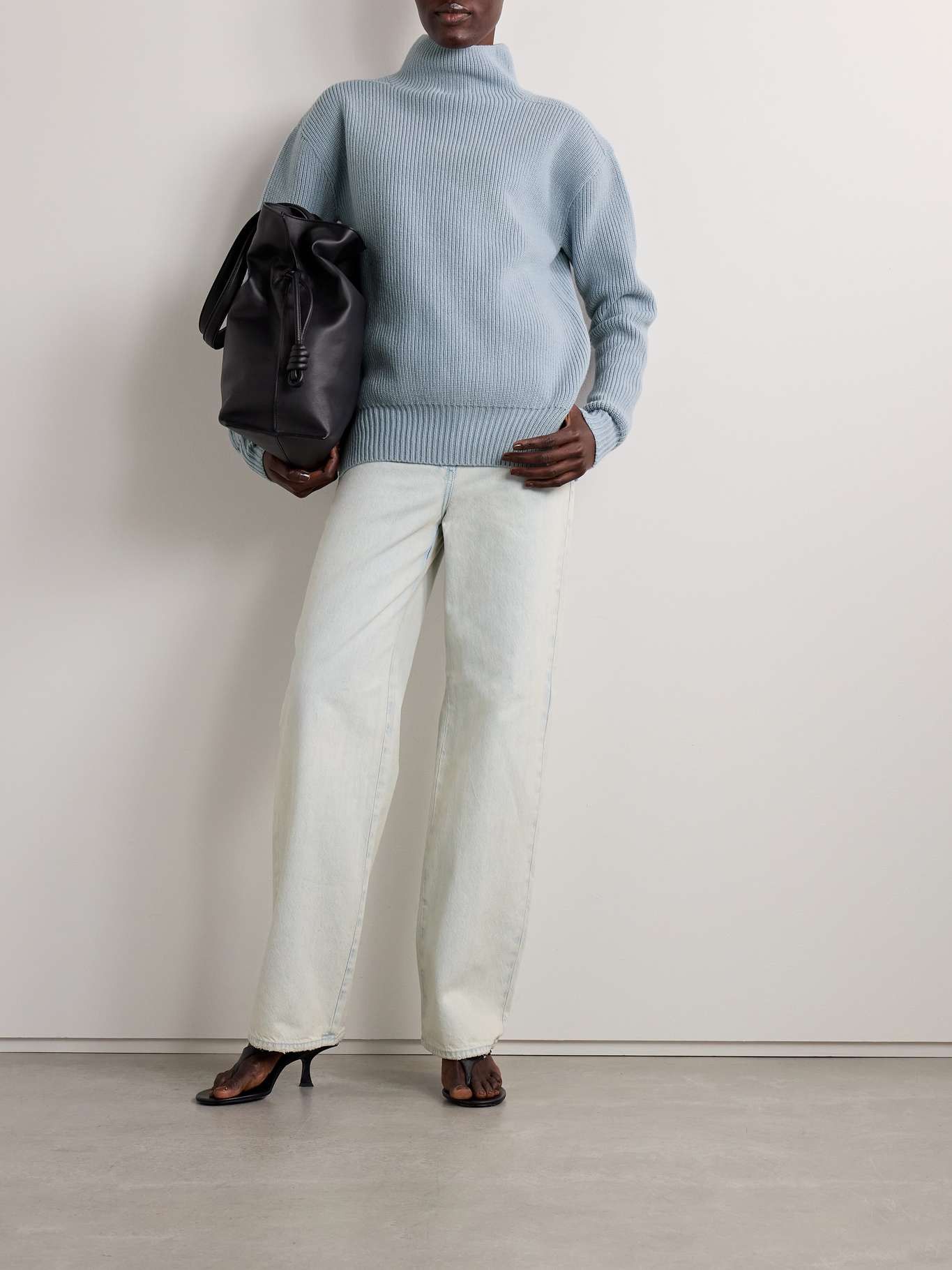 Rick Owens o1y0126 Turtleneck Sweater in Light Blue Size S / US 4 / IT 40 - 2 Thumbnail