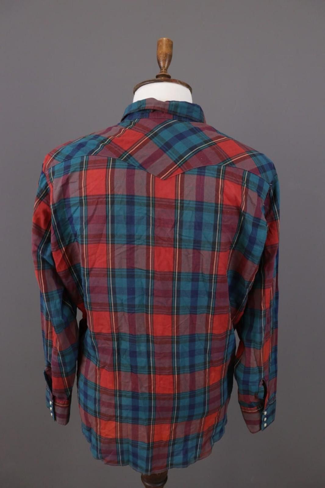 Wrangler Vintage Wrangler Multi Check Snap Western Shirt Size XL Size US XL / EU 56 / 4 - 8 Thumbnail