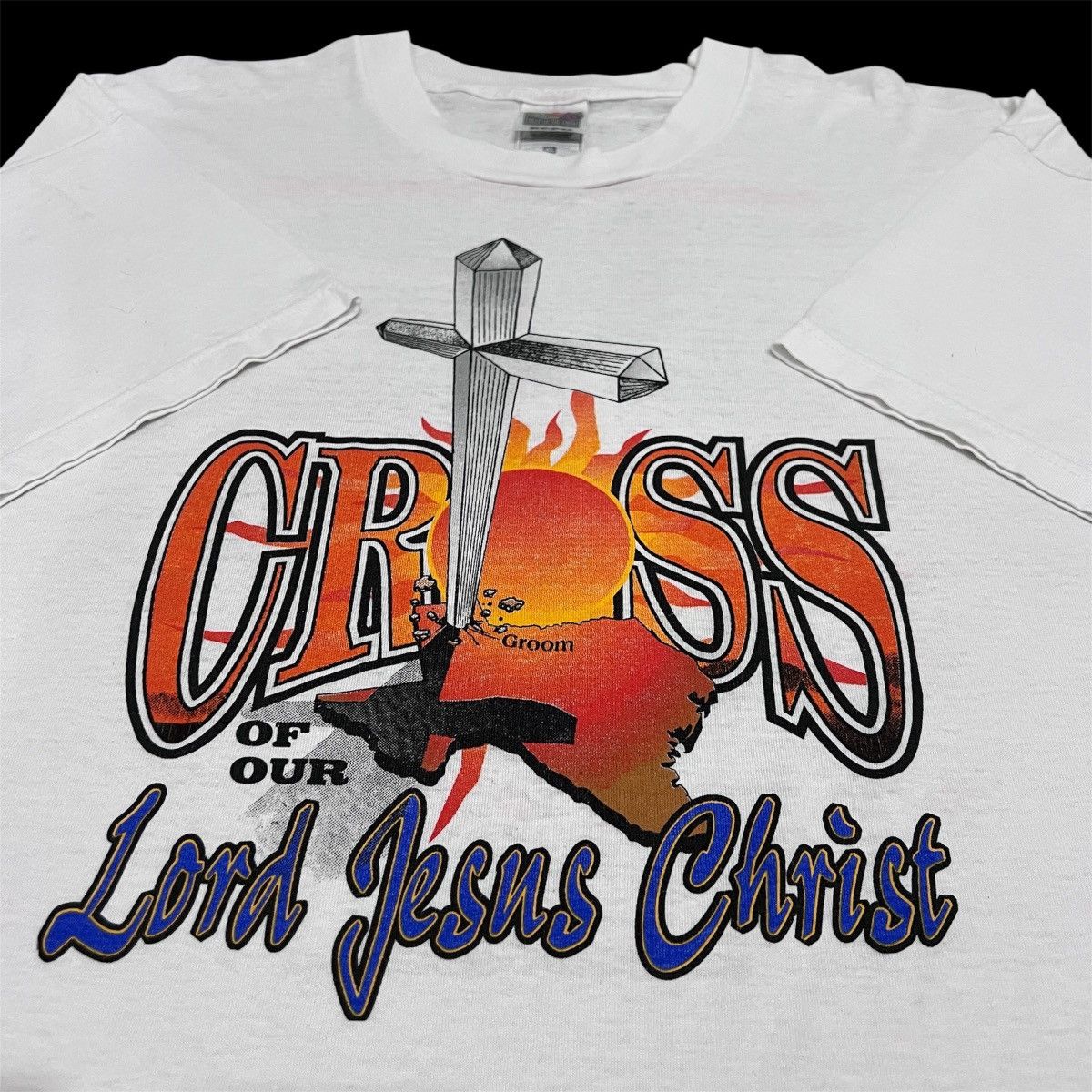 Fruit Of The Loom Vintage CROSS OF OUR Lord Jesus Christ Bible Holy God Tee XL Size US XL / EU 56 / 4 - 1 Thumbnail