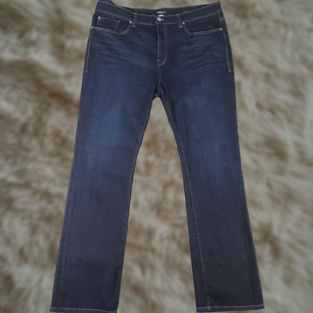 Denime Fidelity Jeans Mens 44x36 Blue Straight Leg Denim Pants Cotton High Rise Regular Fit Mens Size US 44 / EU 60 - 1 Thumbnail