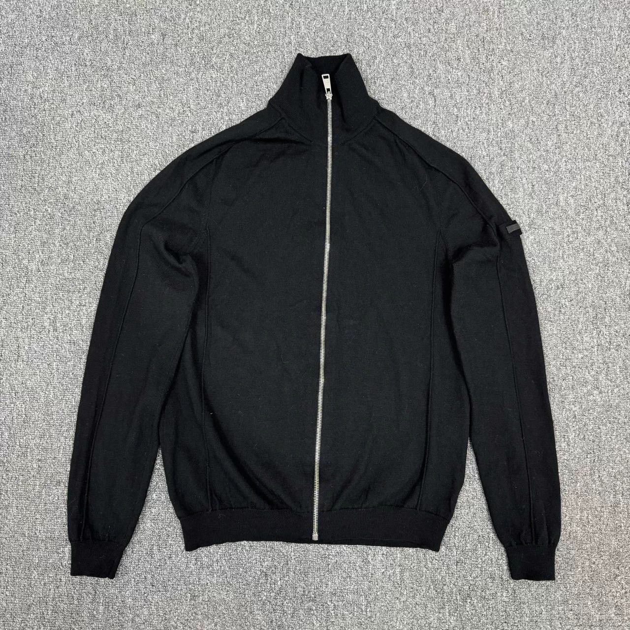 Prada Prada-Black-Logo-Wool-Zip-Knit-Cardigan-IT48 Size US M / EU 48-50 / 2 - 1 Thumbnail
