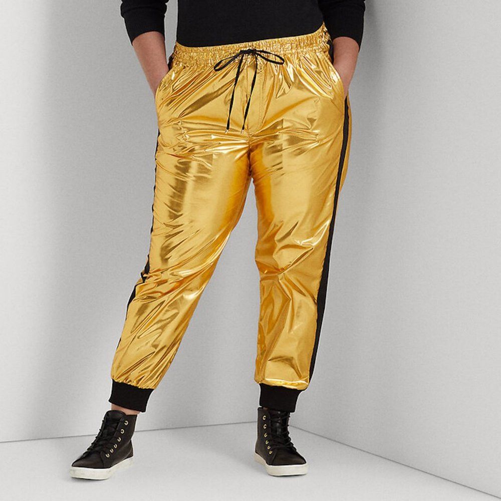 Lauren Ralph Lauren NWT New $225 Lauren Ralph Lauren Gold Metallic Taffeta Jogg Size 38" / US 16 / IT 52 - 1 Thumbnail