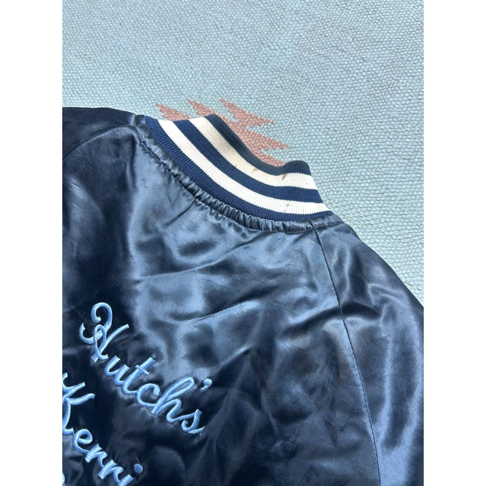 Vintage VINTAGE 80s satin bomber jacket Hutch’s Kerrie Montpelier Ohio restaurant L Jacket Size US L / EU 52-54 / 3 - 5 Thumbnail
