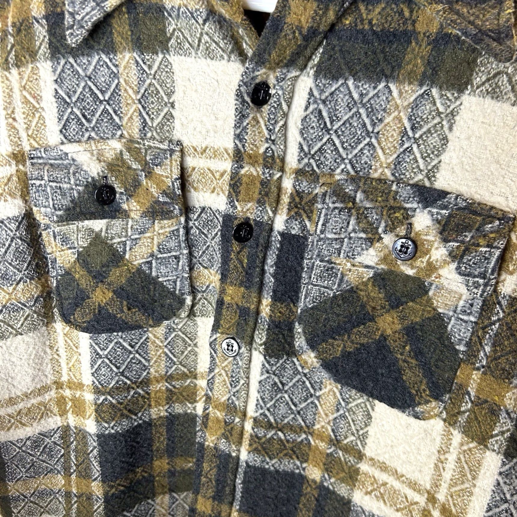 Vintage VINTAGE National Shirt Shops Shirt Jacket Shacket Flannel Button-Up Beige 50s Plaid Medium Men Buttons Missing Pockets 2 Front Size US M / EU 48-50 / 2 - 5 Thumbnail