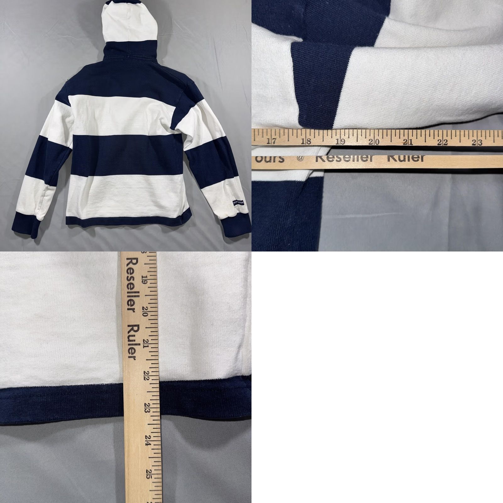 Barbarian Barbarian Hoodie Mens XS Blue White Striped Rugby Jersey Avalon Logo Pullover Size US XS / EU 42 / 0 - 8 Thumbnail