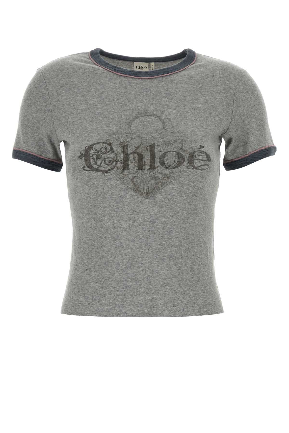 Chloe Grey Cotton T-Shirt Size XS / US 0-2 / IT 36-38 - 1 Thumbnail