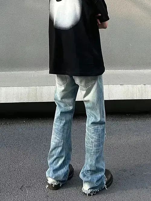 Vintage flared fade ripped jeans Size US 34 / EU 50 - 4 Thumbnail