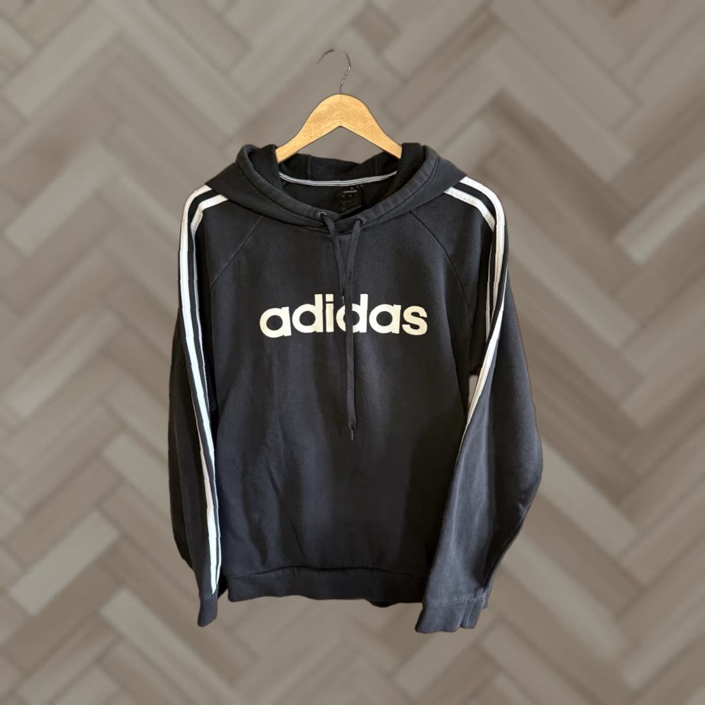 Adidas Adidas Mens Black Pullover Hooded Sweatshirt Athletic Size L Size US L / EU 52-54 / 3 - 1 Thumbnail