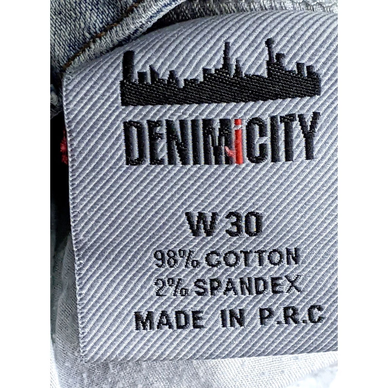 Vintage DENIMICITY Mens Jeans 30x32 Blue Destroyed Painted Light Wash Skinny Low Rise Denimicity Jeans Slim 30x32 Mens Jeans Blue 90s? Size US 30 / EU 46 - 6 Thumbnail