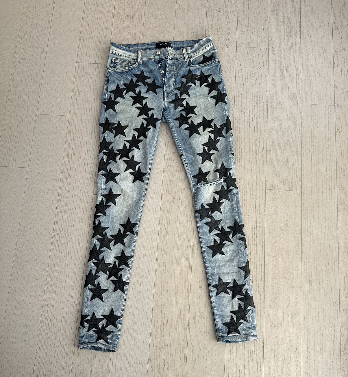 Amiri Amiri x Chemist Leather Star Denim Size US 31 - 1 Thumbnail
