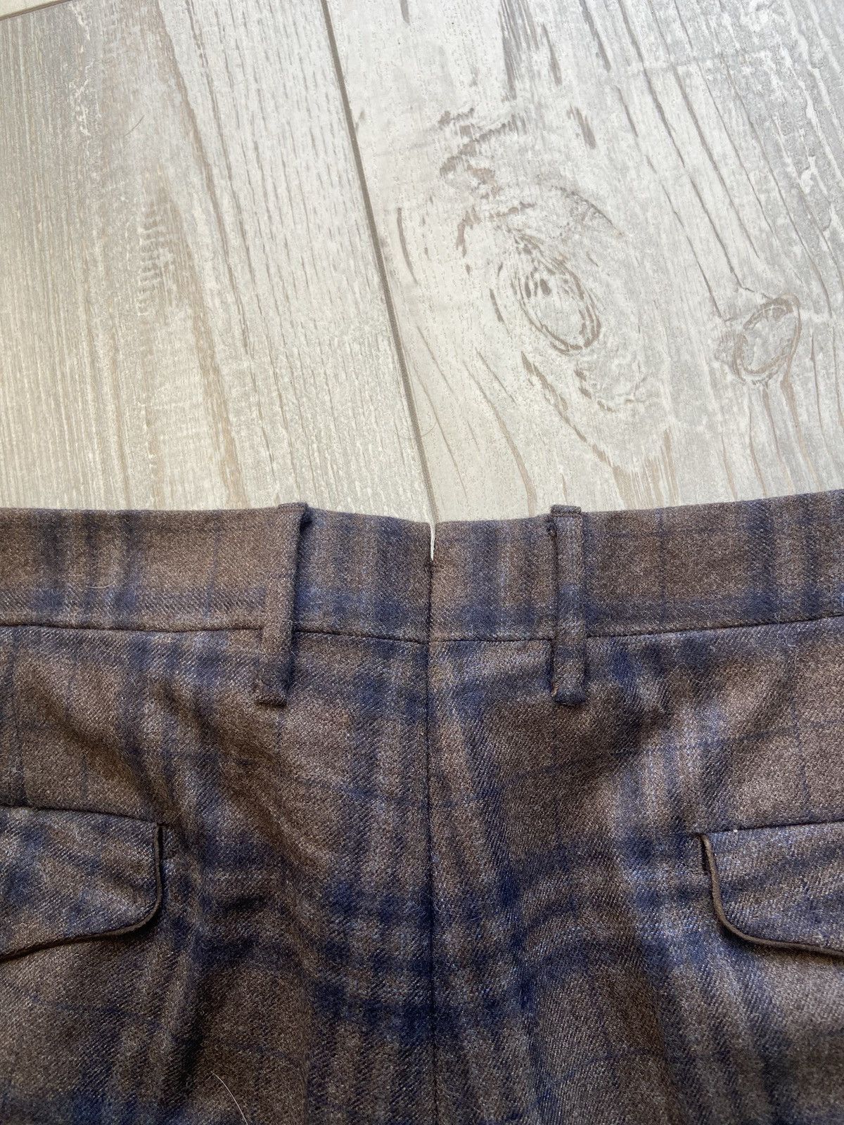 Rota Rota Brown Blue Checked Wool Trousers Size US 39 - 16 Thumbnail