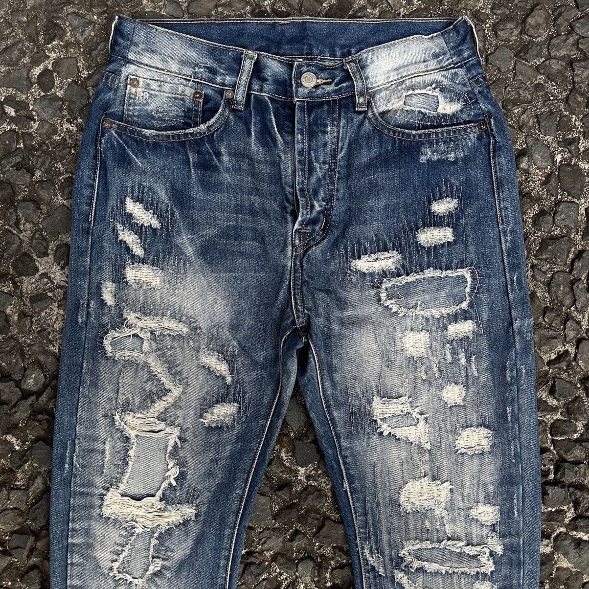 RRL Ralph Lauren Vintage Double RL Cut 528 Slim Boot Distressed Denim Size US 31 - 2 Thumbnail