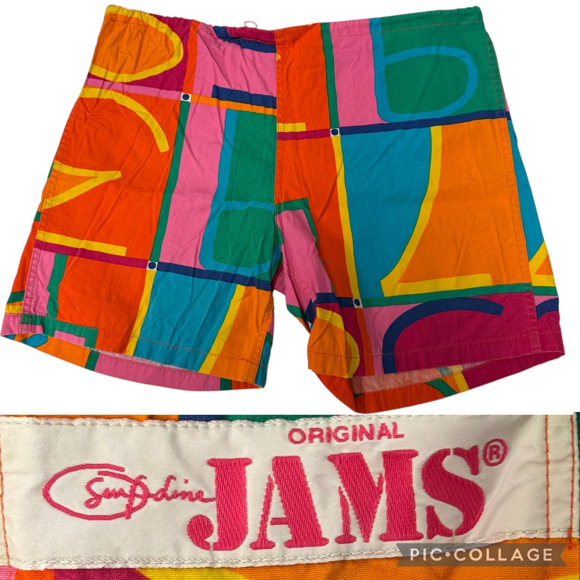 Other Vtg Original JAMS Surf Line GEOMETRIC Numbers Shorts Size US 34 / EU 50 - 1 Thumbnail