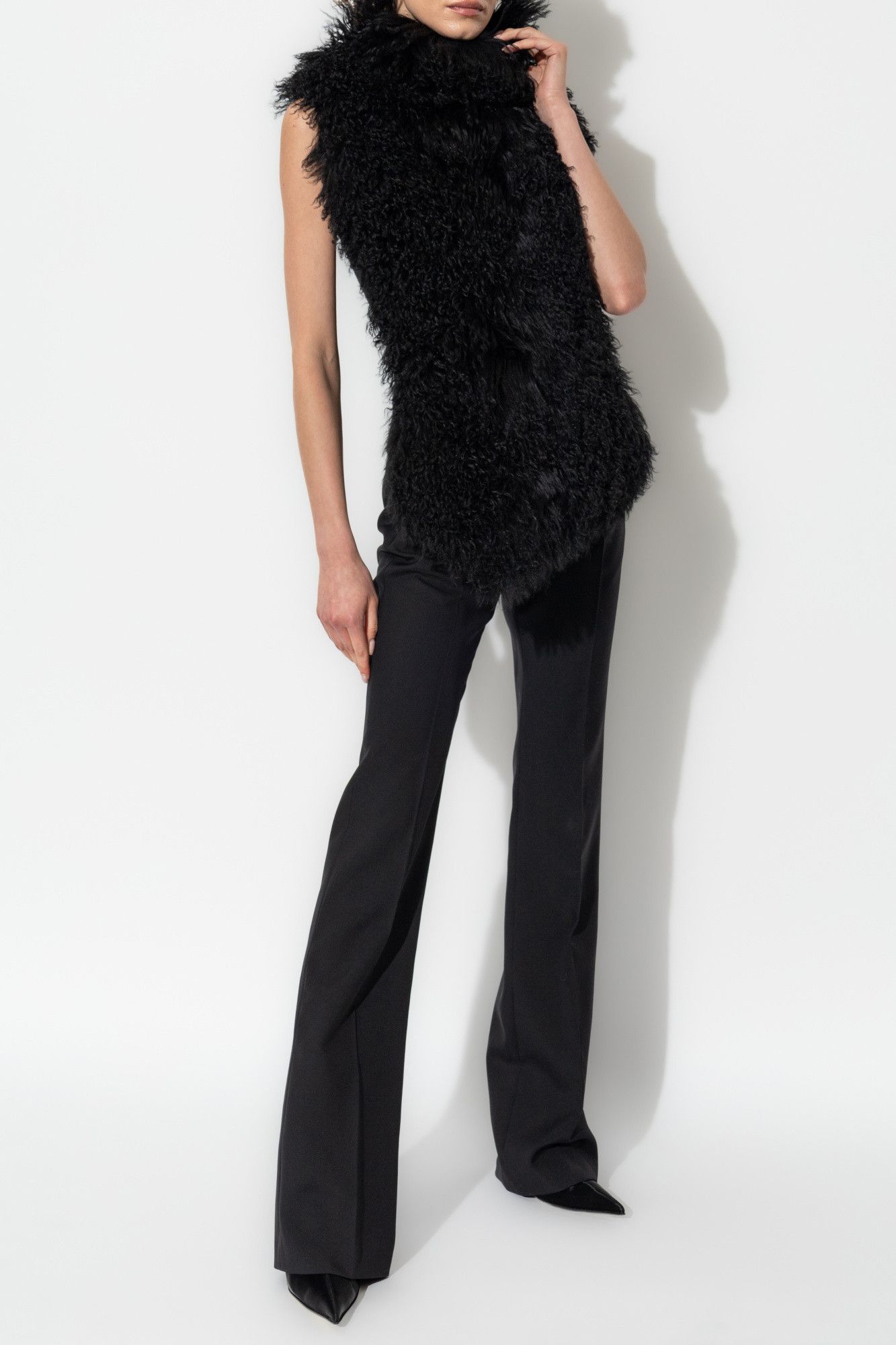 Alexander McQueen o1s22i1n1024 Knit Shearling Top in Black Size S / US 4 / IT 40 - 2 Thumbnail