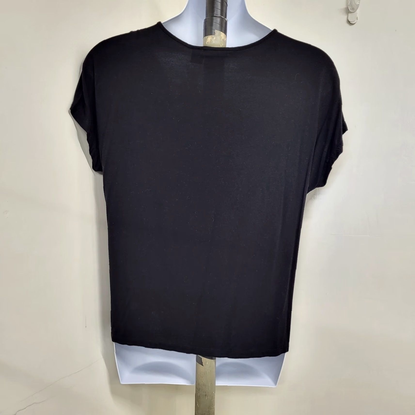 Vintage Tahari Blouse Women's XL Black Sheer Round Neck Cap Sleeve T-Shirt Size XL / US 12-14 / IT 48-50 - 6 Thumbnail