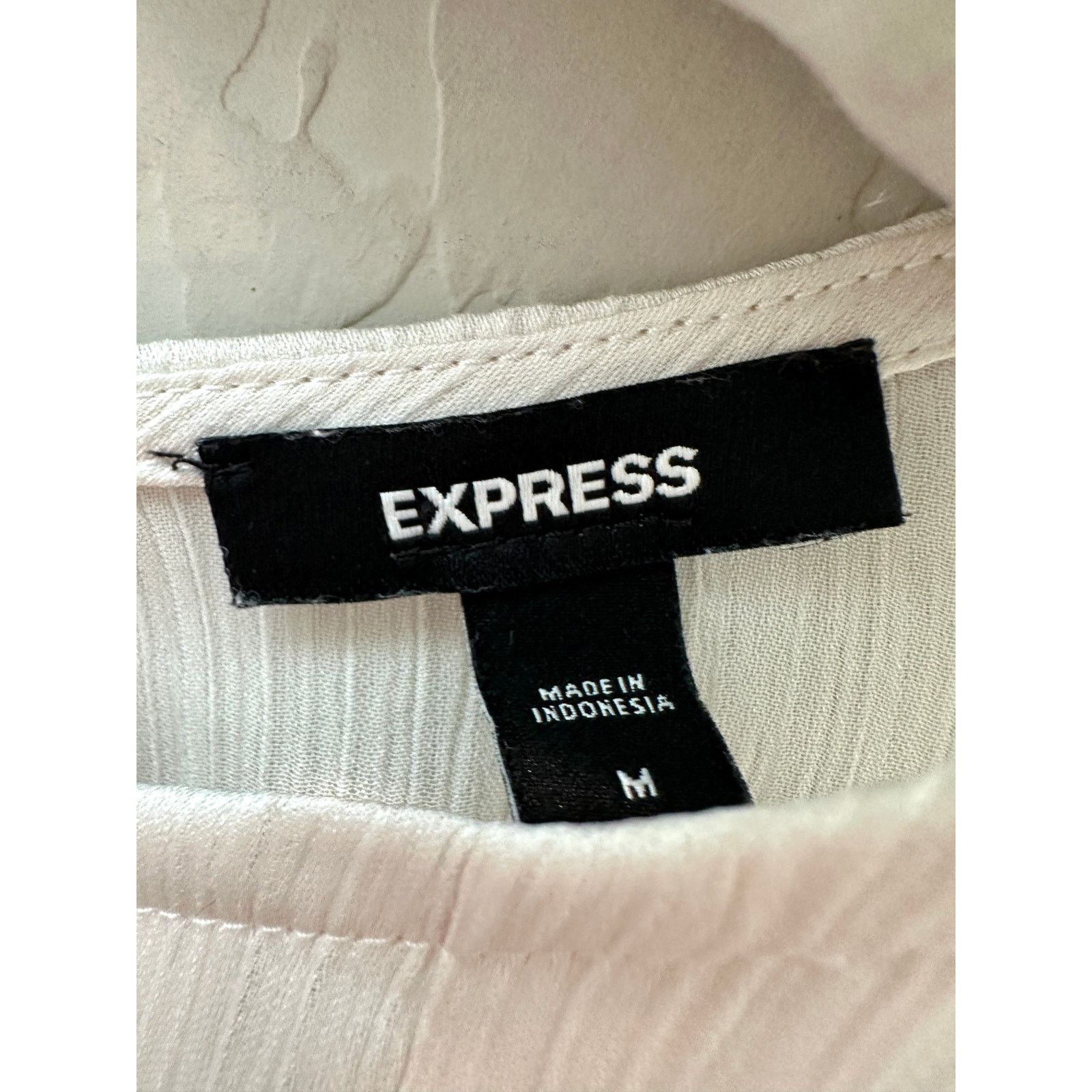Express EXPRESS | Ivory Cream Silky Semi Sheer Long Sleeve Blouse Size M / US 6-8 / IT 42-44 - 5 Thumbnail
