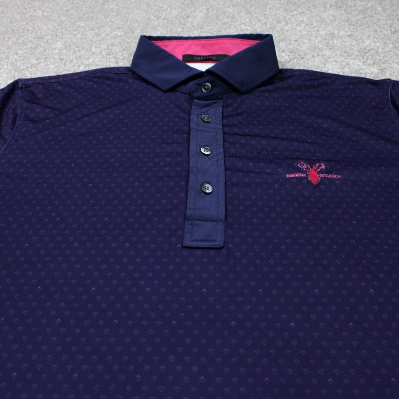 Vintage Greyson Polo Shirt Mens Large Purple Geometric Short Sleeve Pullover Size US L / EU 52-54 / 3 - 4 Thumbnail