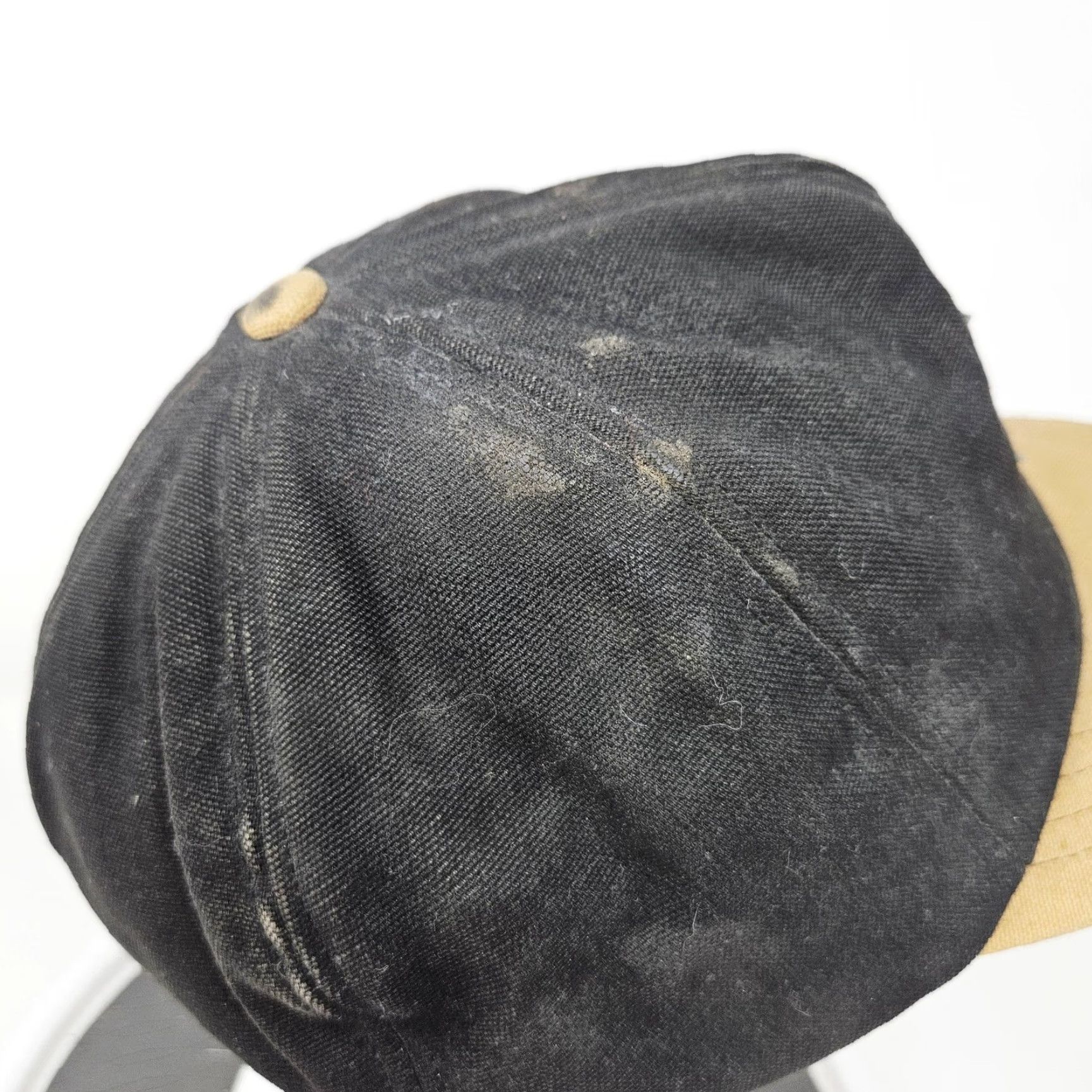 Carhartt VINTAGE Carhartt Hat Cap Fitted Mens M Black Canvas Tan Brim Insulated USA Workwear Size ONE SIZE - 4 Thumbnail