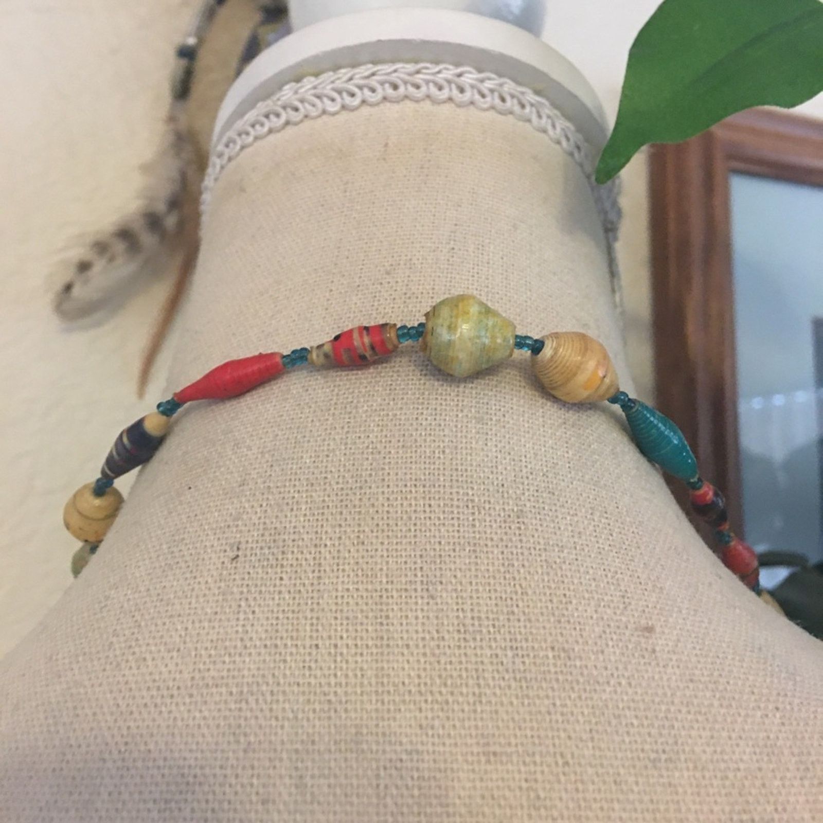 Handmade Hand crafted resin coated paper bead long necklace Size ONE SIZE - 5 Thumbnail