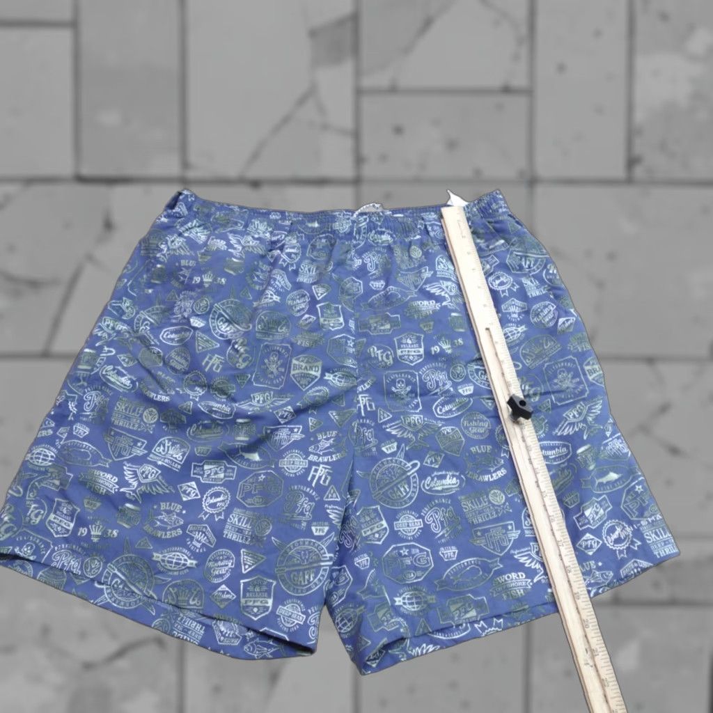 Gloverall Columbia PFG Swim Shorts L Blue Floral Nylon Lined 7" Swim Bottom Mens Size US 33 - 1 Thumbnail