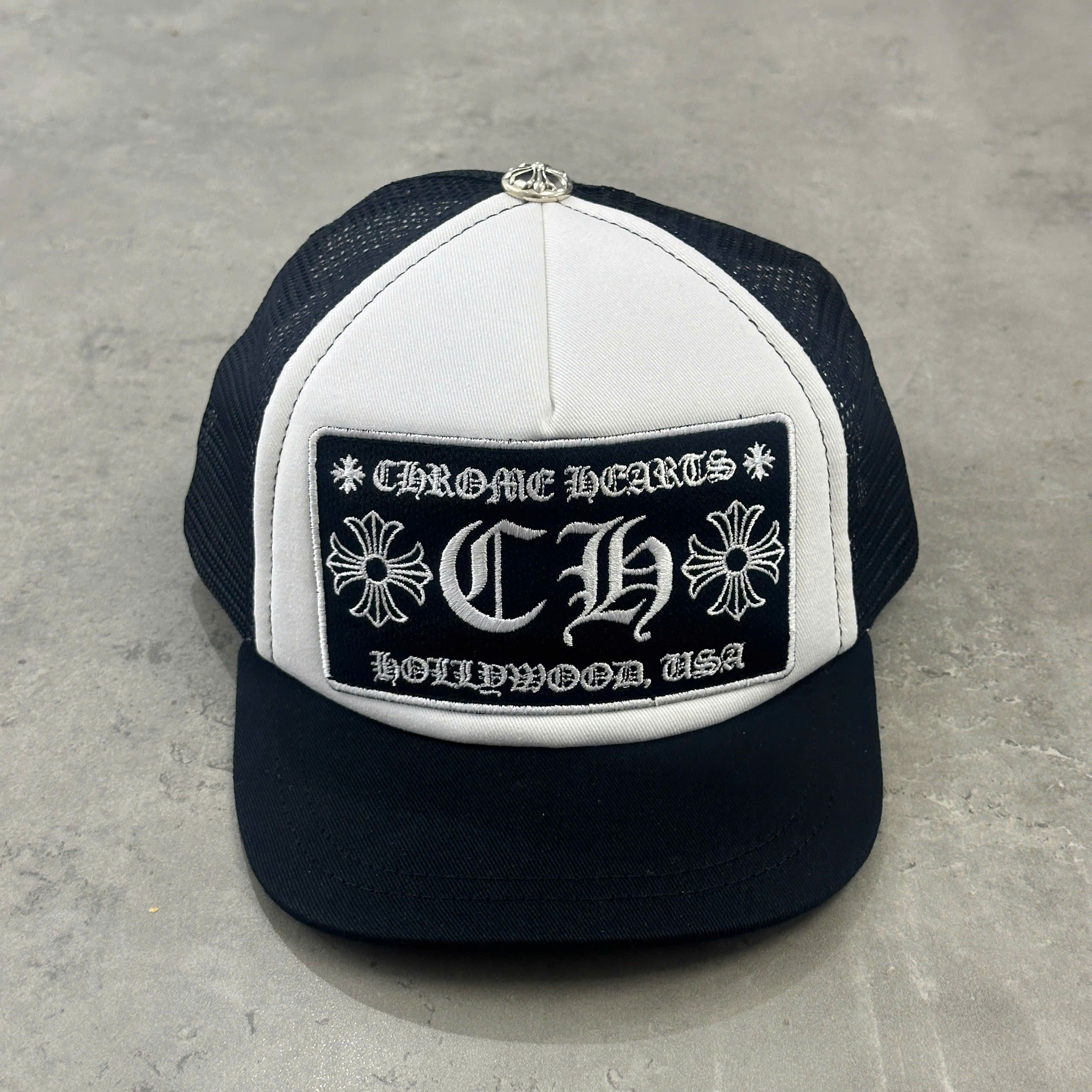 Chrome Hearts Hollywood Trucker Hat USA製 Chrome Hearts Hollywood Trucker Hat - Black/White | Editorialist