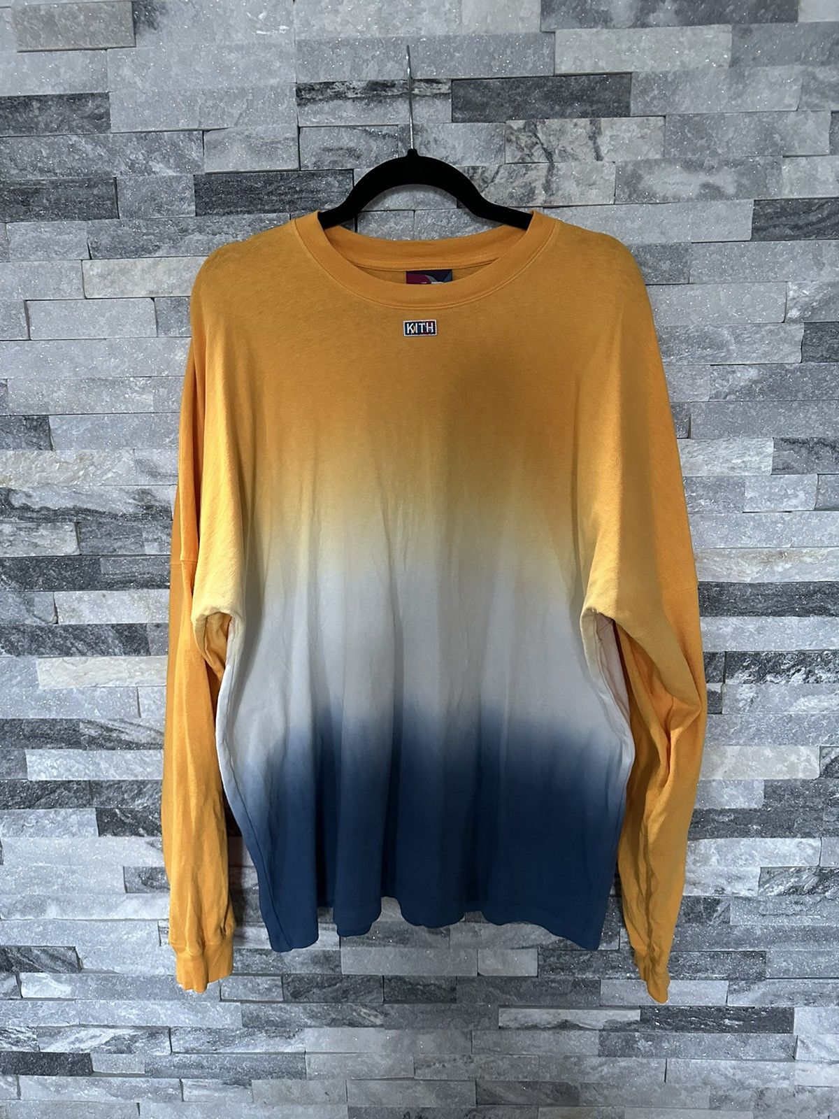 image of Kith x New Balance Spirit Long Sleeve in Blue/Yellow, Men's (Size Medium)