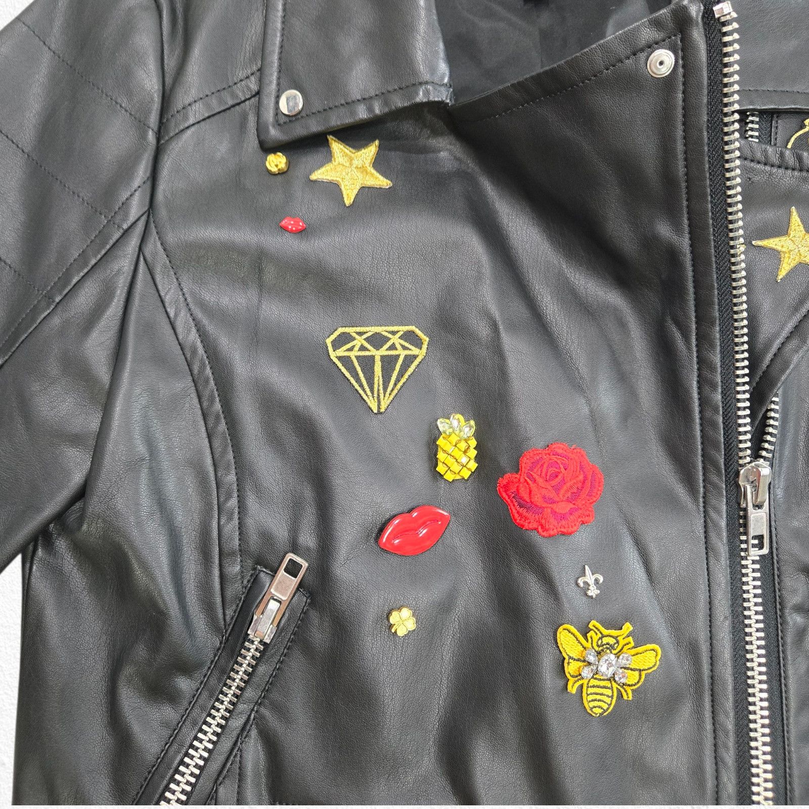 Express Black Faux Leather Moto Jacket Y2K Rocker Size Medium Size M / US 6-8 / IT 42-44 - 7 Thumbnail