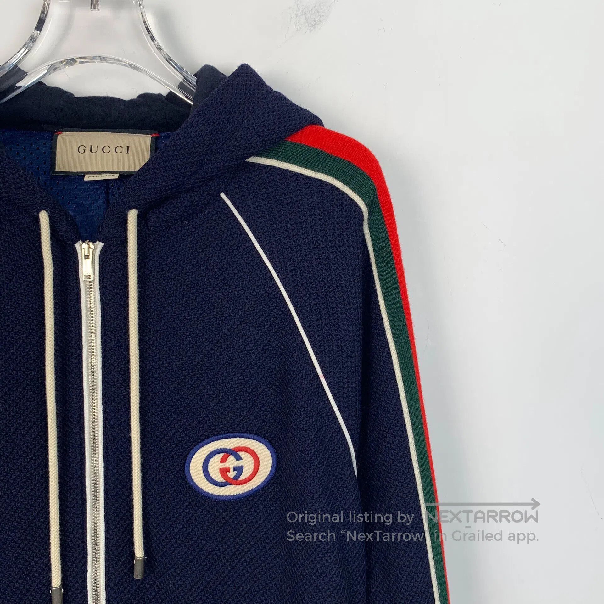 Gucci Guicci Dark Blue Logo Embroidered Wool Hooded Drawstring Z Size US XS / EU 42 / 0 - 3 Thumbnail
