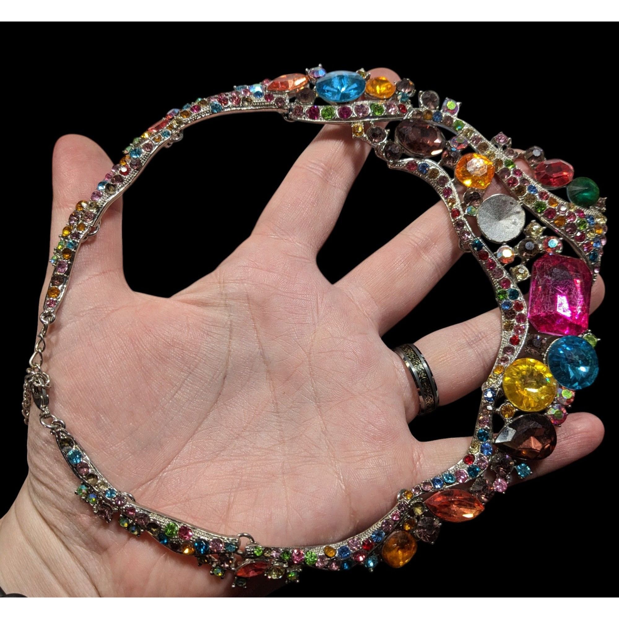 Other Whimsical Glamorous Rainbow Gemmed Collar Necklace Size ONE SIZE - 4 Thumbnail