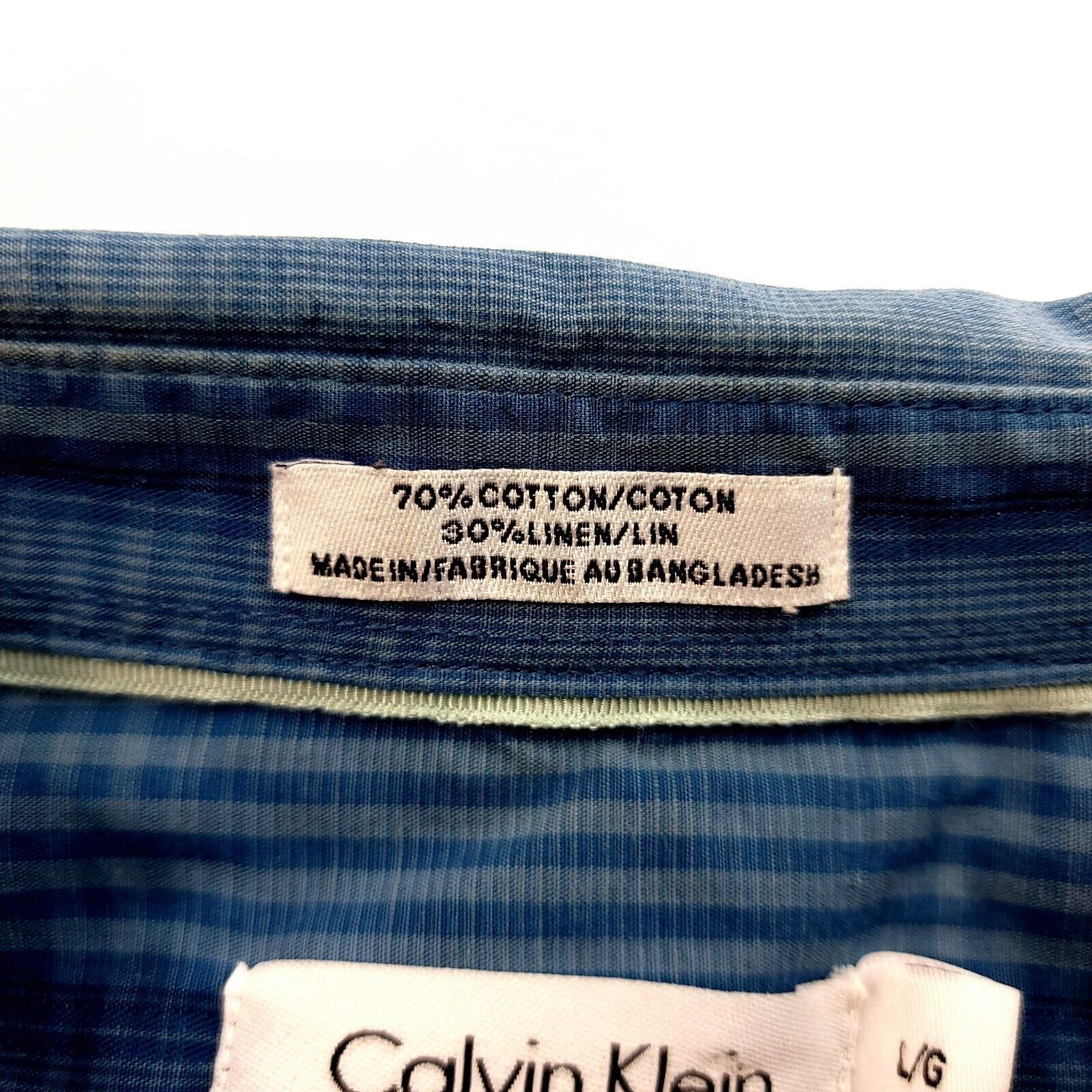 Calvin Klein Calvin Klein Plaid Blue Double Front Pocket Cotton Linen Col Size US L / EU 52-54 / 3 - 8 Thumbnail