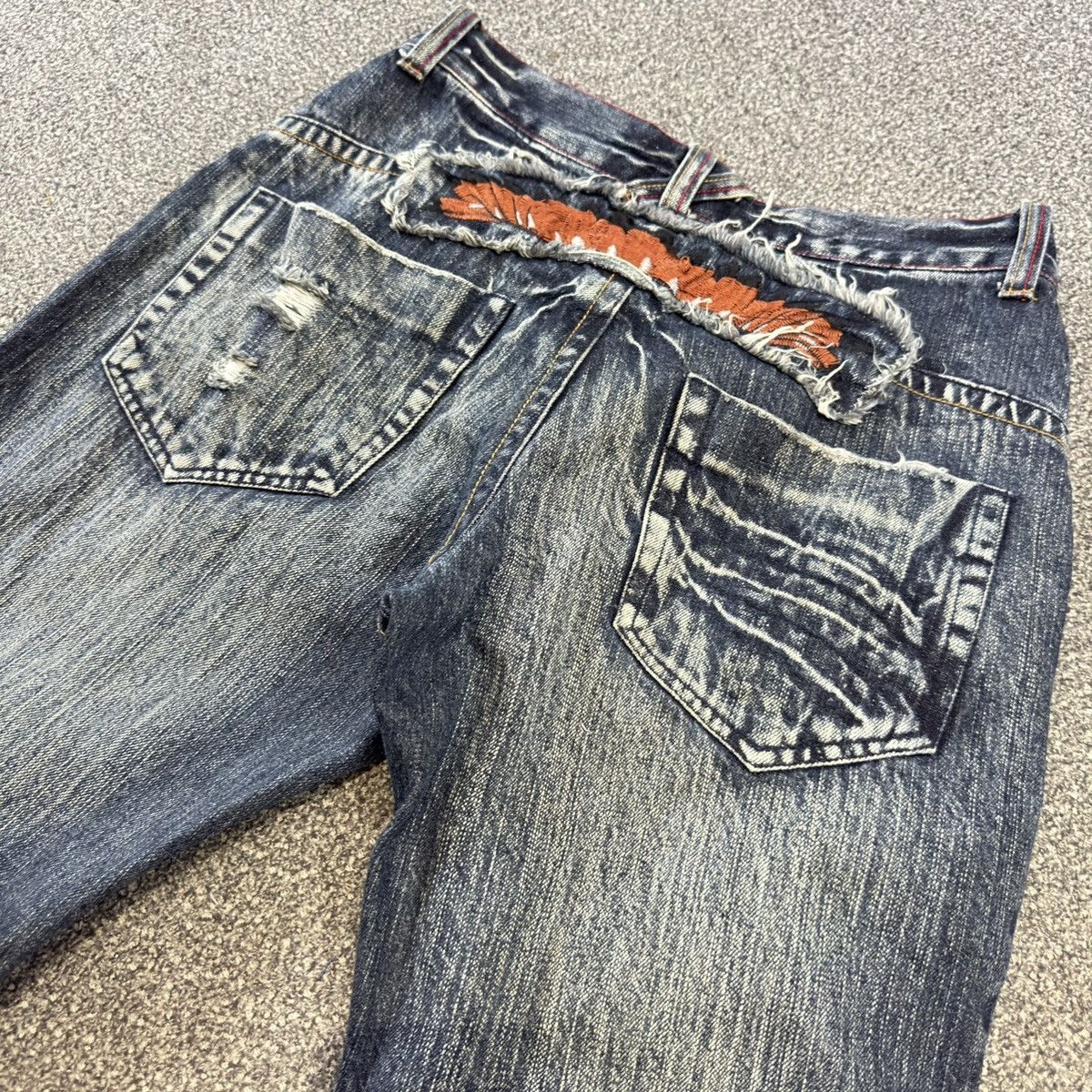 If Six Was Nine Vintage 90s Japanese Whisker Distressed Iron Denim Size US 34 / EU 50 - 9 Thumbnail