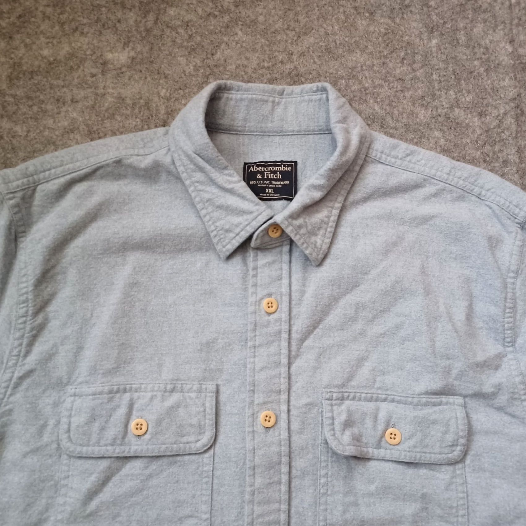 Abercrombie & Fitch Abercrombie & Fitch Shirt Mens 2XL Gray Flannel Heavy Shacket Button-Up Casual Workwear Pocketed Size US XXL / EU 58 / 5 - 6 Thumbnail