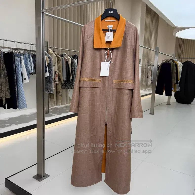 Hermes Hermes Beige and yellow mixed cashmere and wool silk coat Size XS / US 0-2 / IT 36-38 - 2 Thumbnail