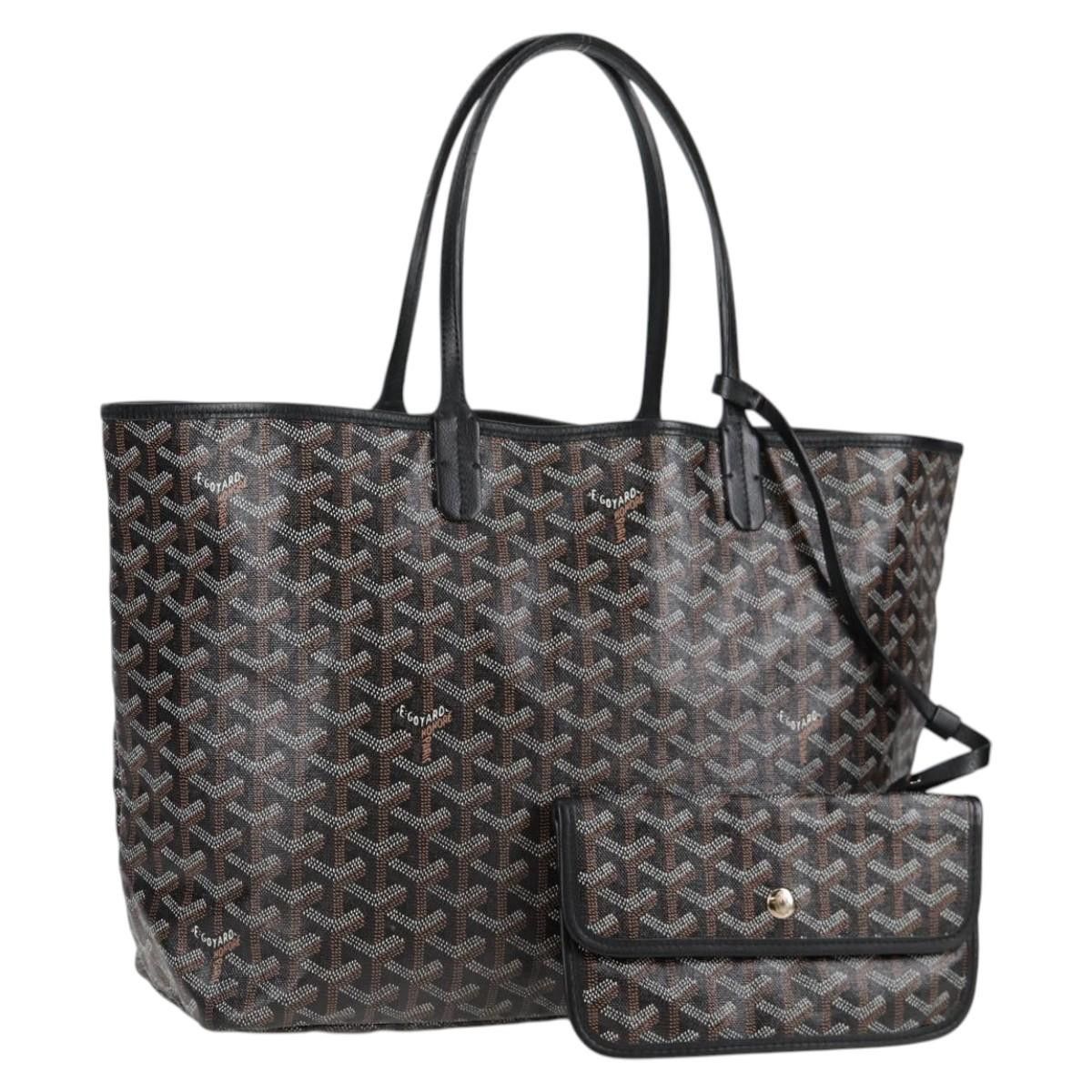 Goyard Herringbone Saint Louis Pm Tote Bag Pvc Black Auth Yk18410M, Women's