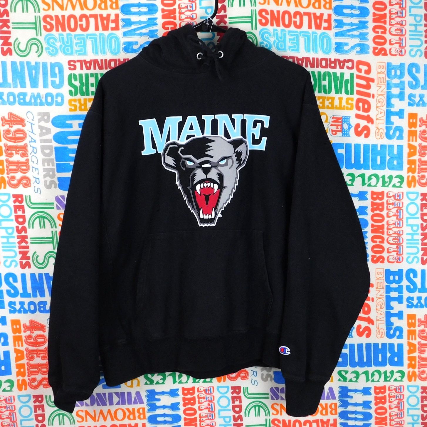 Champion Maine Black Bears Hoodie Size L Reverse Weave Puff Print Size US L / EU 52-54 / 3 - 1 Thumbnail