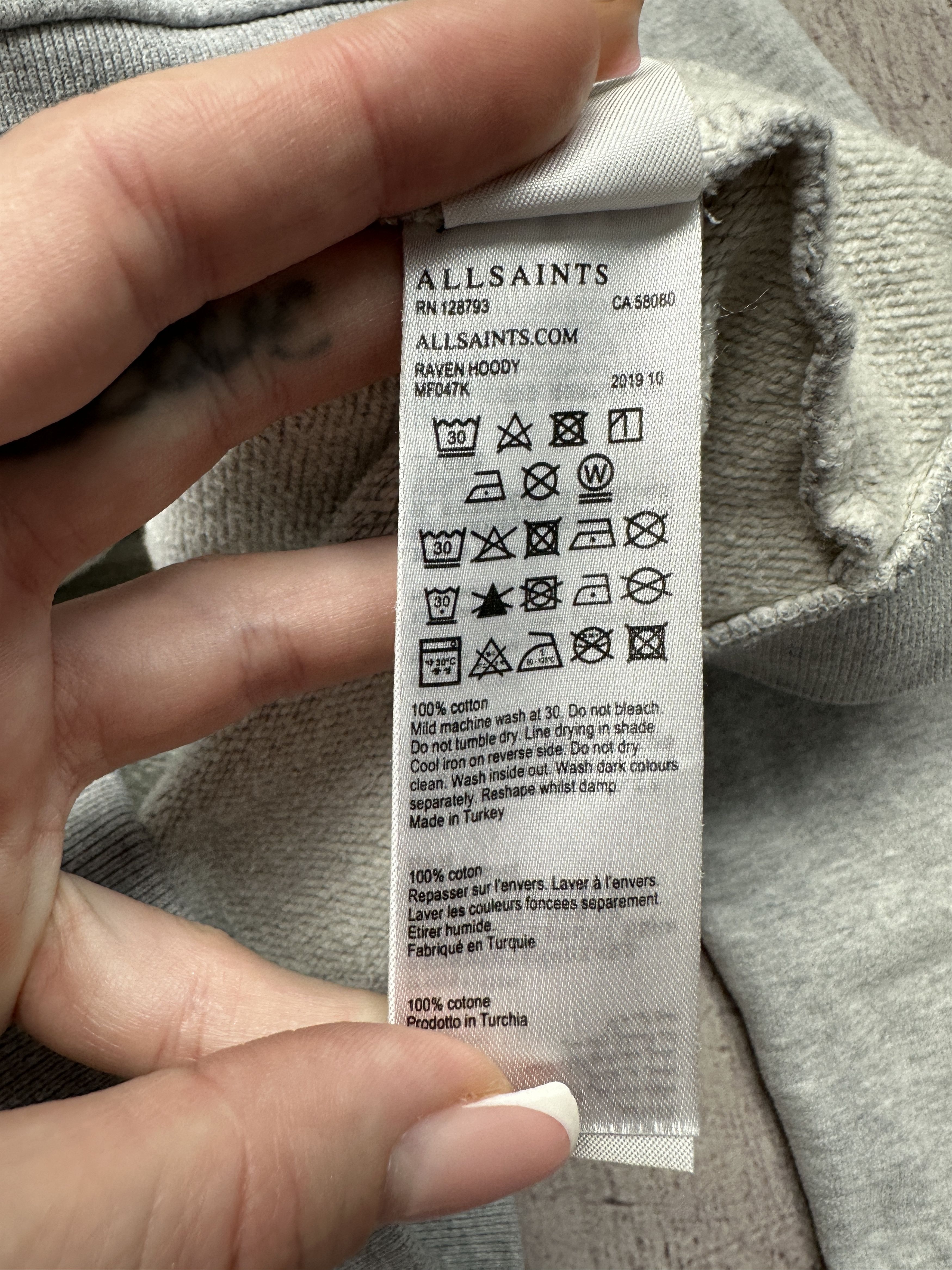 Allsaints Allsaints Mens Raven Full Zip Hoodie Size US S / EU 44-46 / 1 - 5 Thumbnail