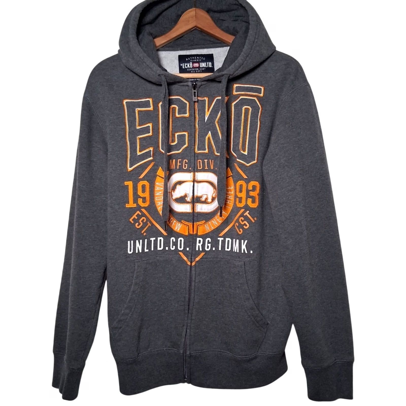 Ecko Unltd. VINTAGE Ecko UNLTD Hooded Sweatshirt Men M Gray Orange Full Zip Hoodie Streetwear READ Size US M / EU 48-50 / 2 - 3 Thumbnail