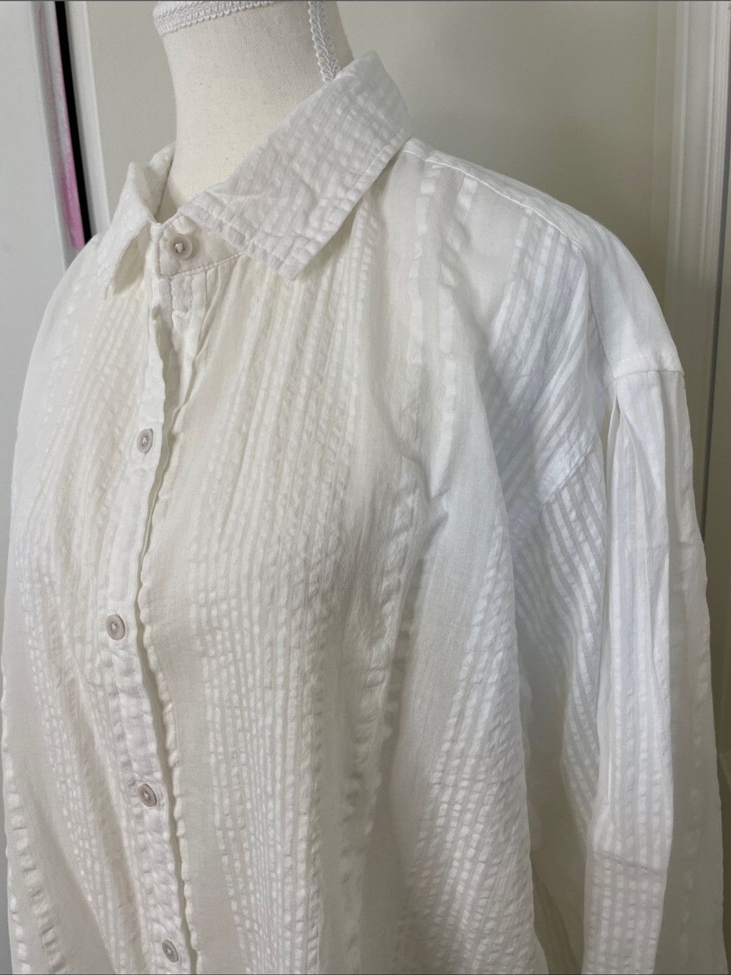 American Eagle Outfitters NWT Aerie Seersucker Oversized Cover-Up Button Down Shirt M Size M / US 6-8 / IT 42-44 - 4 Thumbnail
