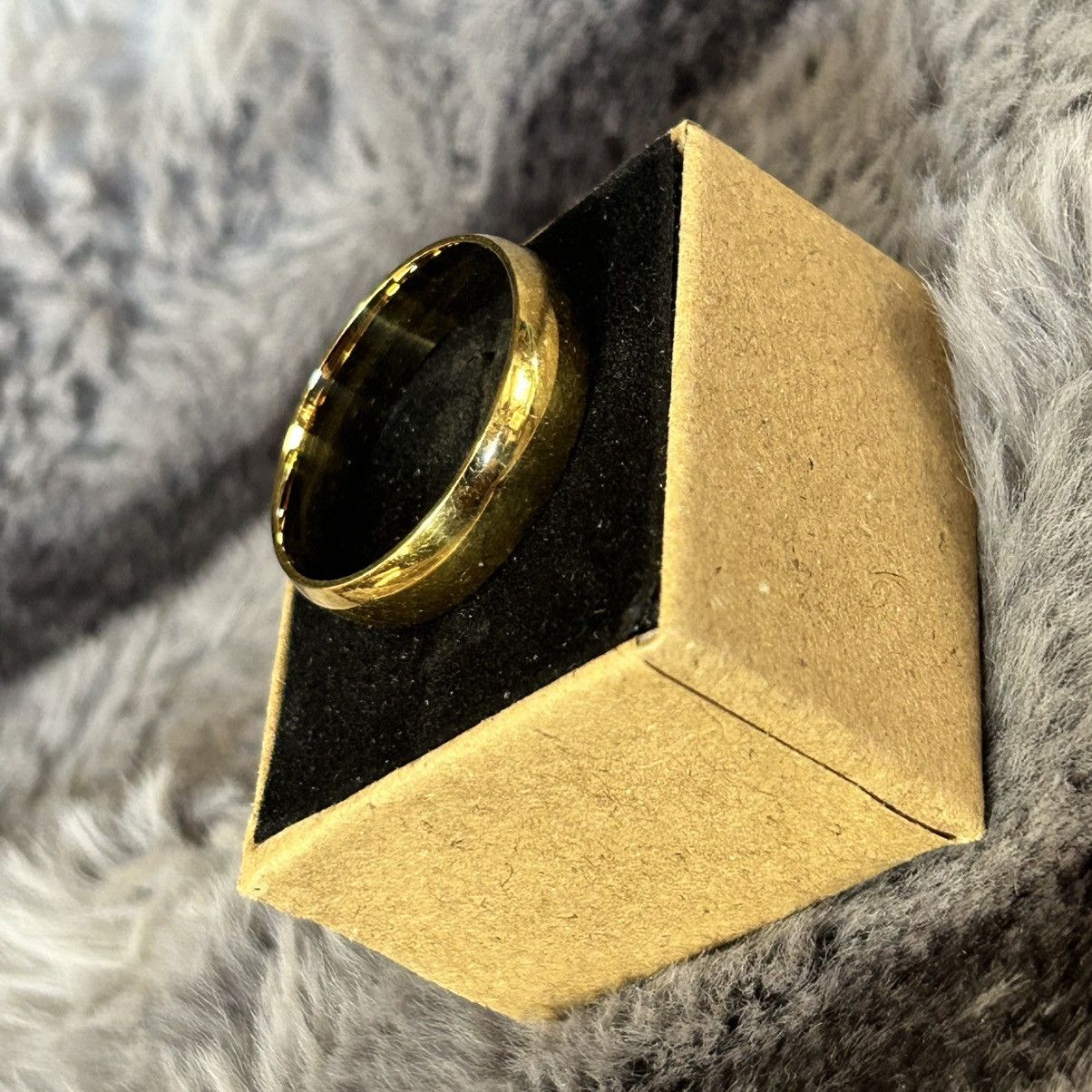 Jewelry Men’s 6mm 18kt gold plated stainless steel band ring NIB 13 Size ONE SIZE - 8 Thumbnail