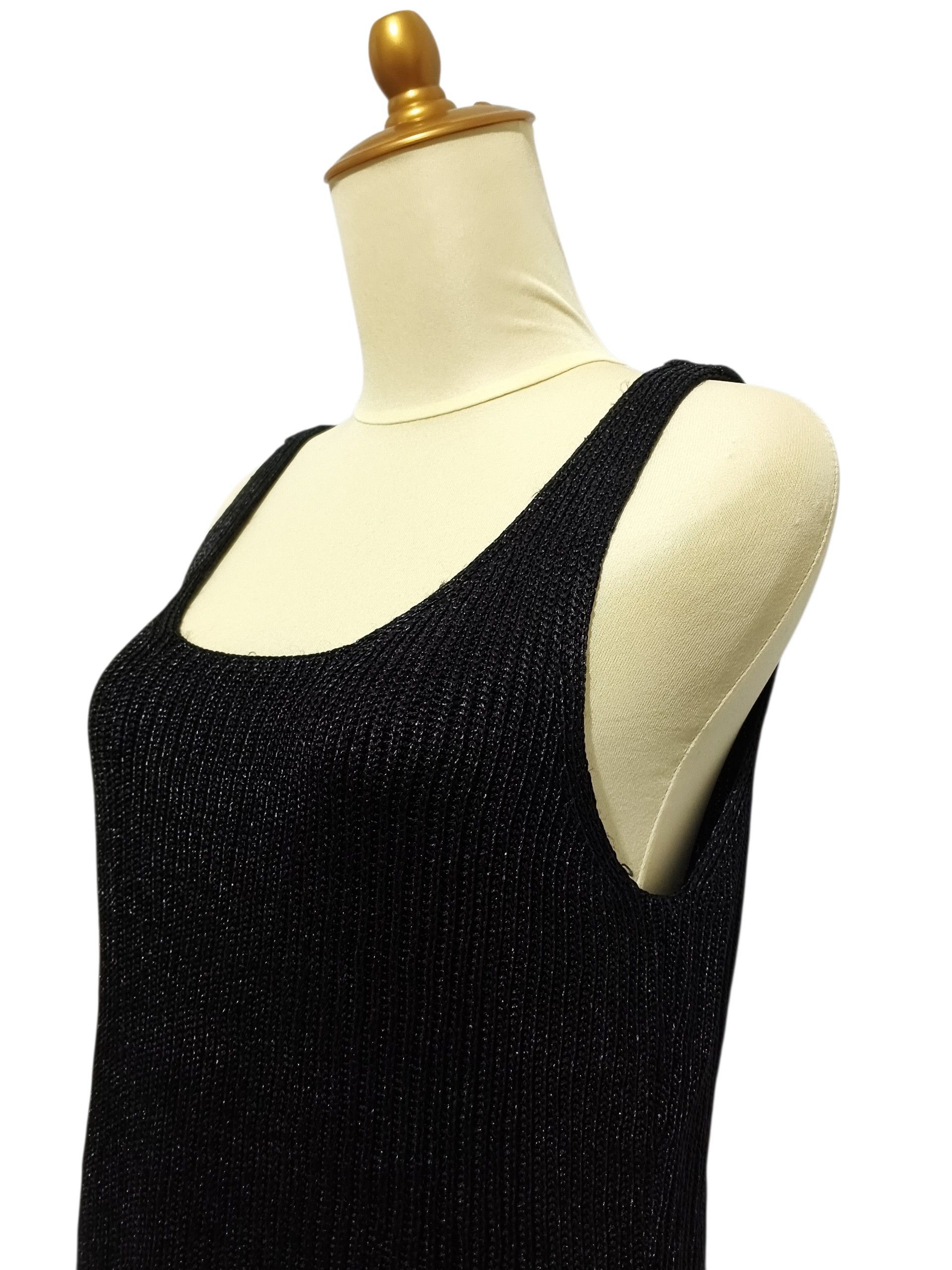 Ralph Lauren Ralph Lauren Black Metallic Rib Knit Tank Top Size L / US 10 / IT 46 - 3 Thumbnail